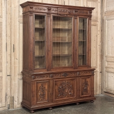 19th Century French Louis XVI Neoclassical Walnut Triple Bookcase