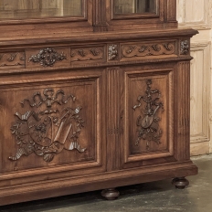 19th Century French Louis XVI Neoclassical Walnut Triple Bookcase