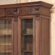 19th Century French Louis XVI Neoclassical Walnut Triple Bookcase