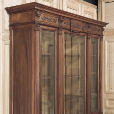 19th Century French Louis XVI Neoclassical Walnut Triple Bookcase