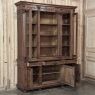 19th Century French Louis XVI Neoclassical Walnut Triple Bookcase