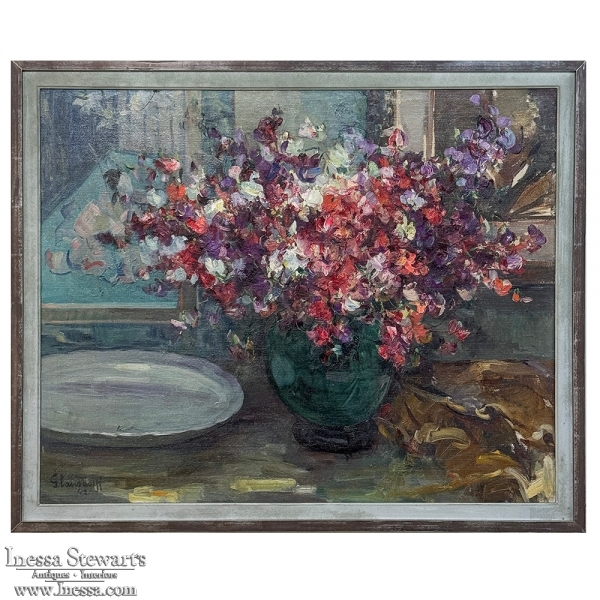 Antique Framed Oil Painting on Canvas by Hubert Glansdorff (1877-1963)