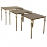 Mid-Century French Smoked Glass Brass Nesting Tables