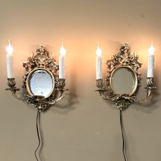 Pair Antique French Louis XVI Bronze Wall Sconces