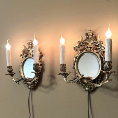 Pair Antique French Louis XVI Bronze Wall Sconces