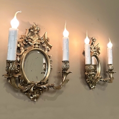 Pair Antique French Louis XVI Bronze Wall Sconces