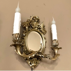 Pair Antique French Louis XVI Bronze Wall Sconces