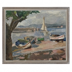 Framed Oil Painting on Canvas by S. Freynac