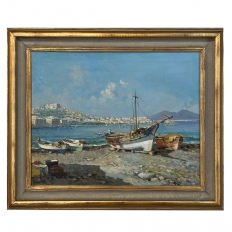 Antique Framed Oil Painting on Canvas by Massimo Salvati