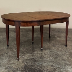 Antique French Empire Style Walnut Dining Table with Leaf