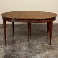 Antique French Empire Style Walnut Dining Table with Leaf