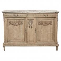 Antique French Louis XVI Stripped Marble Top Buffet