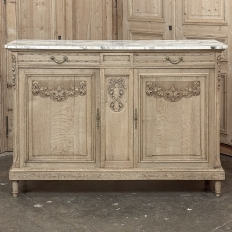 Antique French Louis XVI Stripped Marble Top Buffet