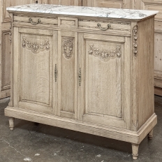 Antique French Louis XVI Stripped Marble Top Buffet