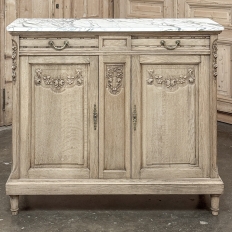 Antique French Louis XVI Stripped Marble Top Buffet