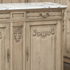 Antique French Louis XVI Stripped Marble Top Buffet