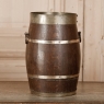 Antique Wooden Wine Barrel with Brass Hoops