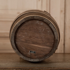 Antique Wooden Wine Barrel with Brass Hoops