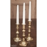 Set of 3 Antique Brass 18th Century English Candlesticks