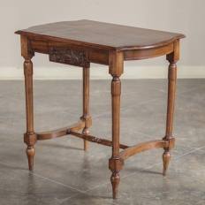 Antique Italian Neoclassical Hand Carved Walnut End Table